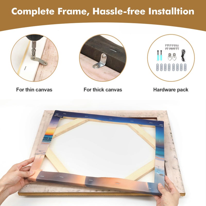 FOLKOR Vintage Canvas Frame for 11x14 Handmade Paintings, Antique Black and Gold Embossed Art Frame for Artists Exhibition, Gallery Wall Frames for Landscape Family Portrait, No Glass Cover & Back - Image 5