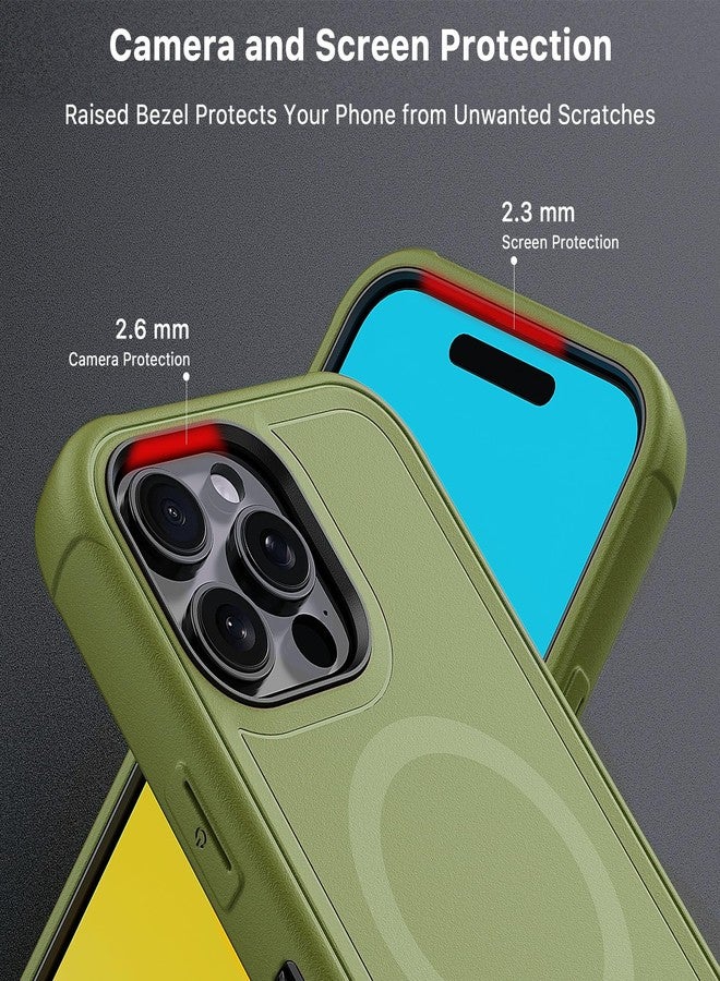 جراب M MYBAT PRO Maverick Series لهاتف iPhone 16 Pro Max مع مشبك حزام، [متوافق مع Magsafe] مع واقي شاشة، مقاوم للسقوط والصدمات، مسند قابل للدوران 360 درجة، حماية فائقة، لون أخضر عسكري - Image 5