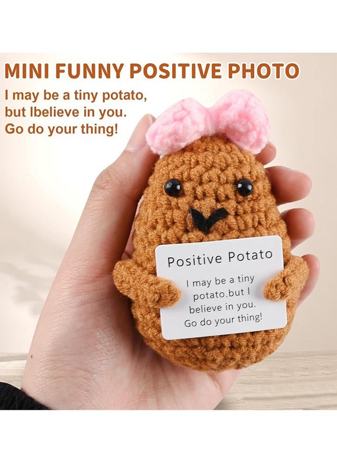 ألعاب بطاطس إيجابية مصنوعة يدويًا، قطعتان من دمى بطاطس إيجابية صغيرة لطيفة ومضحكة، محشوة ومحبوكة، مصنوعة من الصوف، هدايا لأعياد ميلاد الأصدقاء والأحباء. - Image 3
