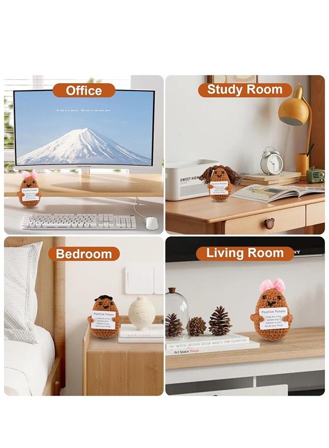 ألعاب بطاطس إيجابية مصنوعة يدويًا، قطعتان من دمى بطاطس إيجابية صغيرة لطيفة ومضحكة، محشوة ومحبوكة، مصنوعة من الصوف، هدايا لأعياد ميلاد الأصدقاء والأحباء. - Image 5