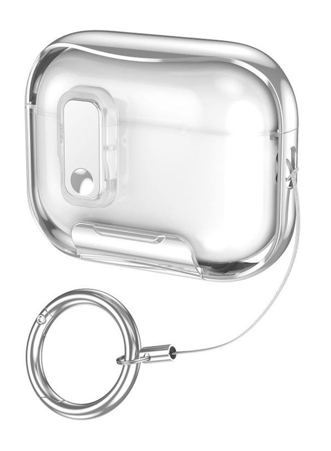 MARGOUN Clear Case for AirPods Pro 3 with Secure Lock and Keychain Attachment Clear Silver