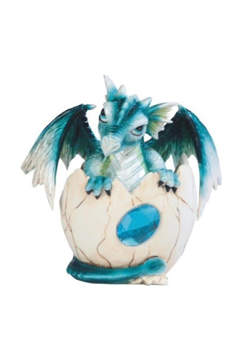 George S. Chen Imports SS-G-71469 Blue Baby Dragon in Eggshell with Gem Figurine, 4.5"