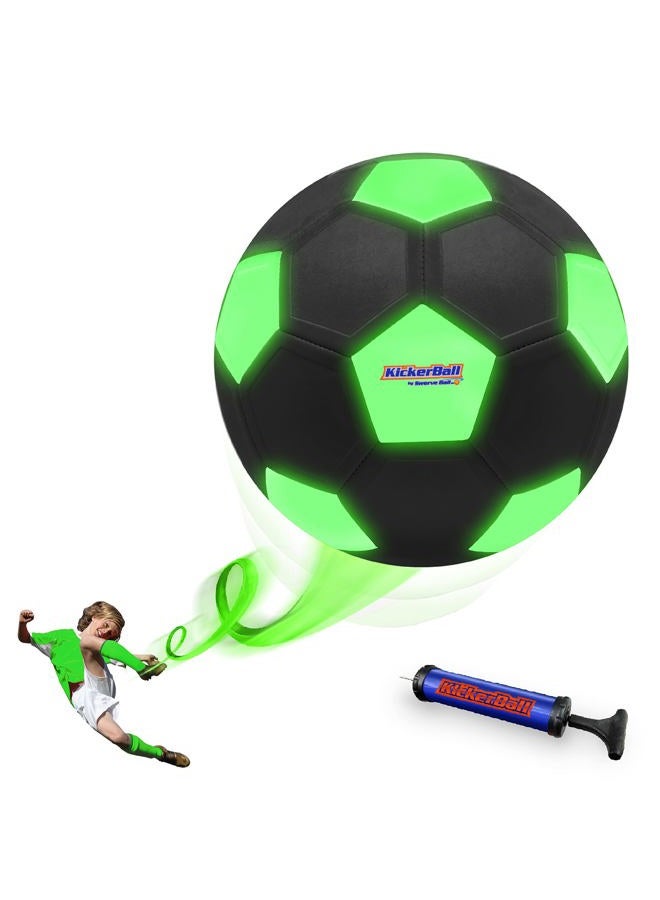 KickerBall Curve and Swerve Soccer Ball/Football Toy - Kick Like The Pros, Great Gift for Boys and Girls - Perfect for Outdoor & Indoor Match or Game (Glow in The Dark) - Image 1