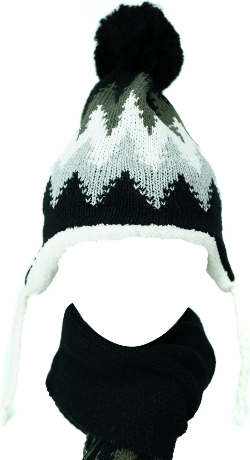 Oppland Boys Winter Thick Pompom Beanie Scarf Gloves Full Set Cotton Warm Flexible Windproof Comfortable Lightweight