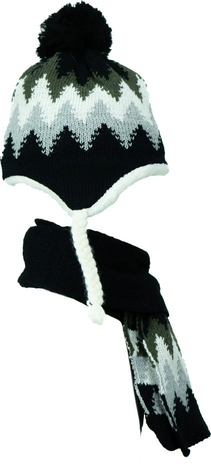 Oppland Boys Winter Thick Pompom Beanie Scarf Gloves Full Set Cotton Warm Flexible Windproof Comfortable Lightweight