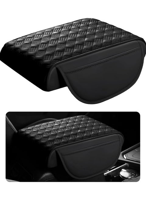 Car Armrest Cushion, 12.2×8.3 Leather Auto Memory Foam Center Console Pad with Storage Pocket, Waterproof  Anti-Scratch Elbow Pillow Armrest Seat Box Protector, Universal Fit