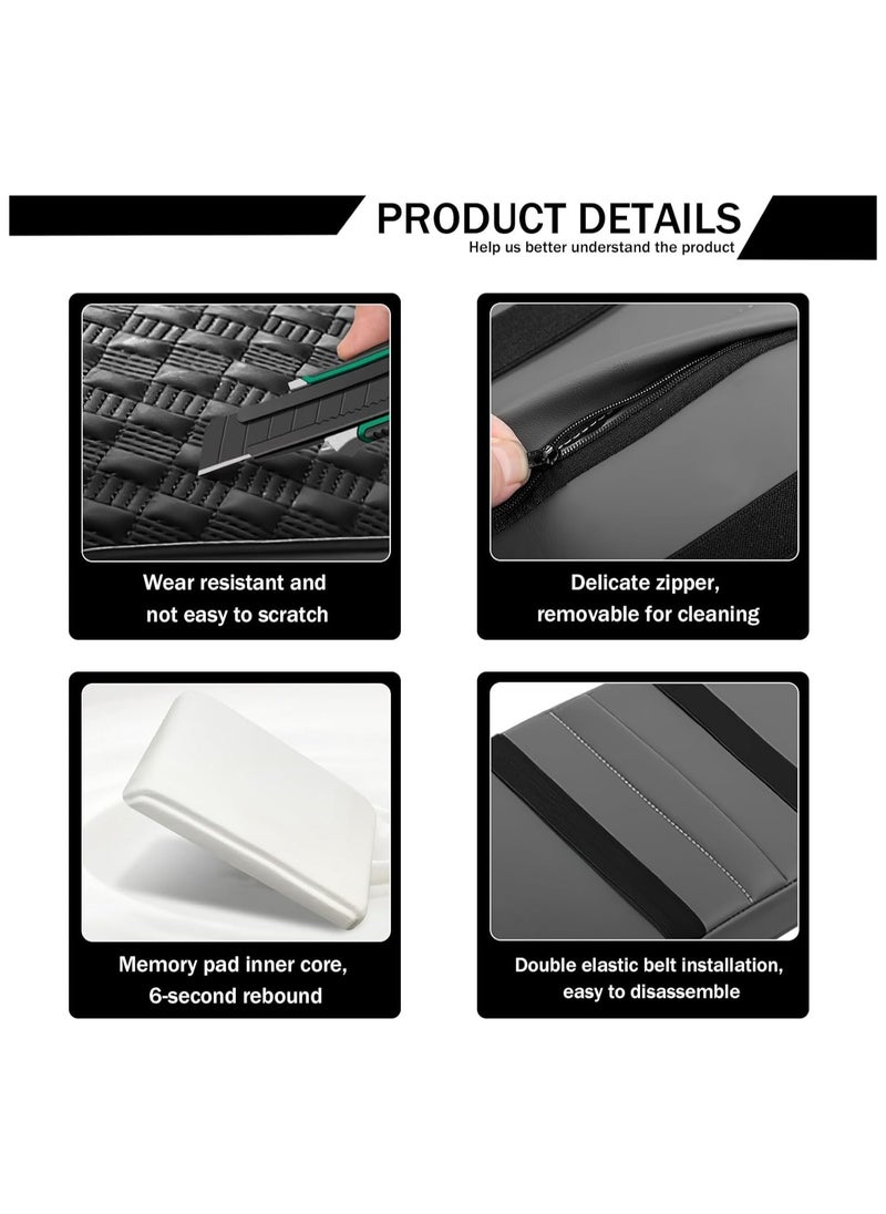 Car Armrest Cushion, 12.2×8.3 Leather Auto Memory Foam Center Console Pad with Storage Pocket, Waterproof  Anti-Scratch Elbow Pillow Armrest Seat Box Protector, Universal Fit
