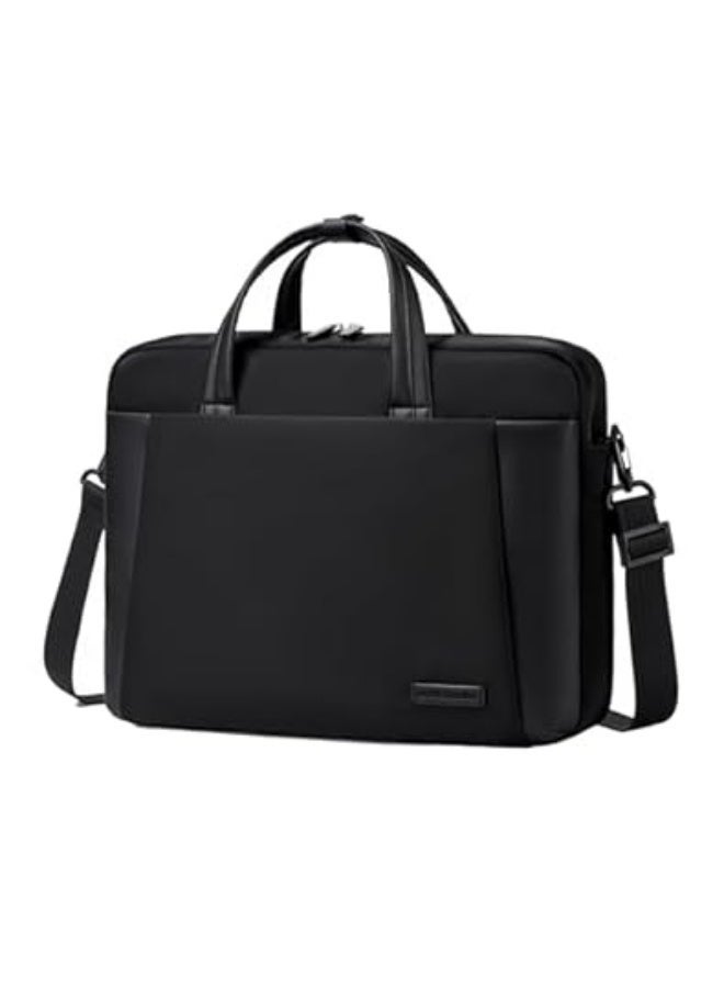 أركتيك هانتر حقيبة كمبيوتر محمول Arctic Hunter للمكتب مصنوعة من النايلون مقاس 15.6 بوصة وحقيبة كتف مقاومة للماء والصدمات ومقبض من الألياف الدقيقة وحزام كتف قابل للفصل وحقيبة عمل مبطنة للرجال والنساء، لون أسود - Image 1