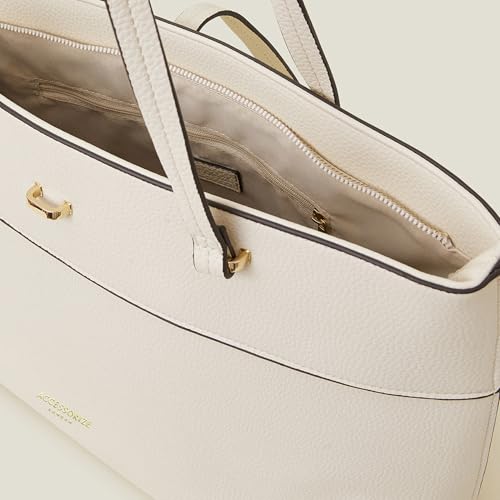 Accessorize London Women's Cream Large Faux Leather Tote Bag I Womens Bag| hand bags for women stylish - Image 4