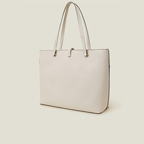 Accessorize London Women's Cream Large Faux Leather Tote Bag I Womens Bag| hand bags for women stylish - Image 3