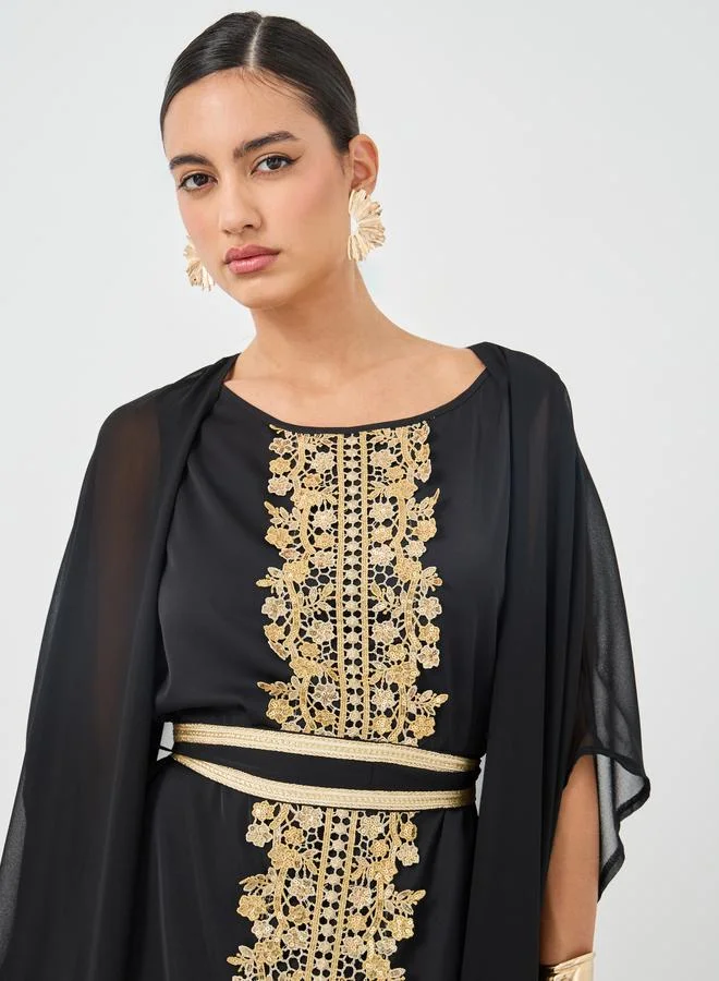 Take Two Take Two Women Lace Detail Maxi Dress with Open Front Kimono Set