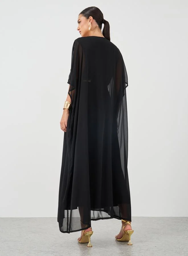 Take Two Take Two Women Lace Detail Maxi Dress with Open Front Kimono Set