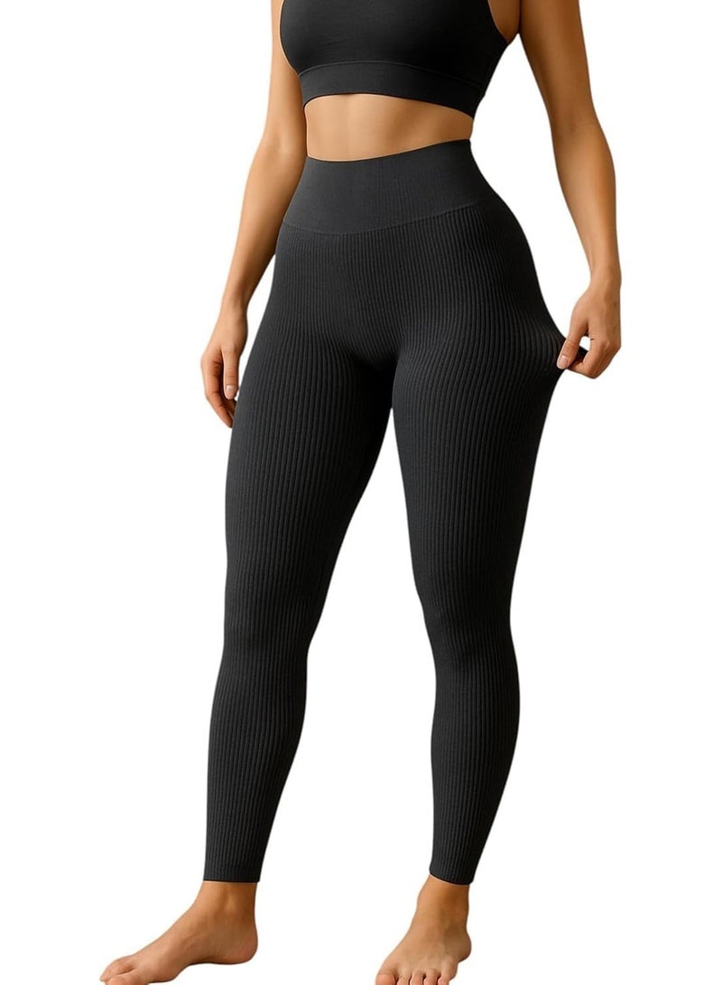 ليجن رياضي حريمي خصر عالي مضلع – بنطلون رياضى نسائي مطاطي مريح - Image 1