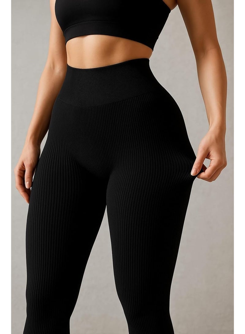 ليجن رياضي حريمي خصر عالي مضلع – بنطلون رياضى نسائي مطاطي مريح - Image 2