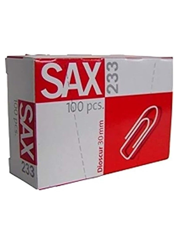 ساكس 233 مشبك ورق 30 ملم، علبة 100 مشبك - Image 1