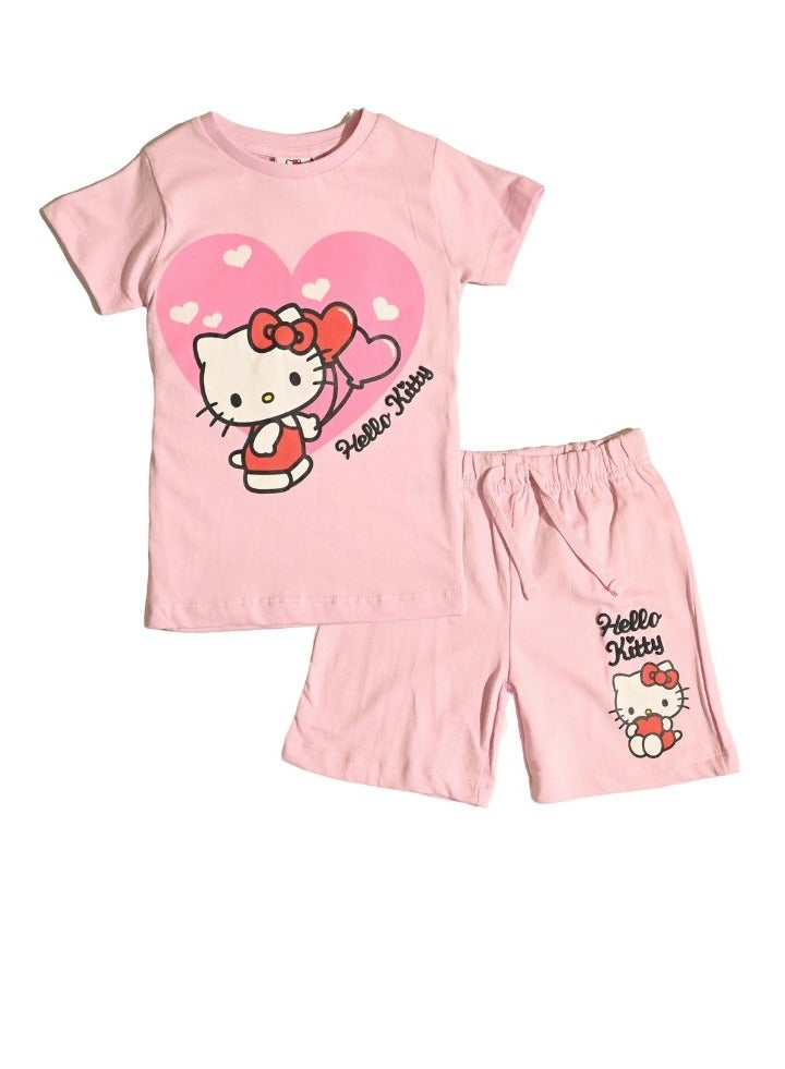 هالو كيتي طقم تيشيرت وشورت للبنات من هالو كيتي - Image 1