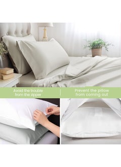 Arabest 4-Piece Breathable Bedding Set - Hypoallergenic Microfiber Bed Sheet & Fitted Sheet with Pillowcases | Solid Gray 230x250cm | Hotel-Grade Bed Linens for Home, Rental & Hospitality Use  - Image 4