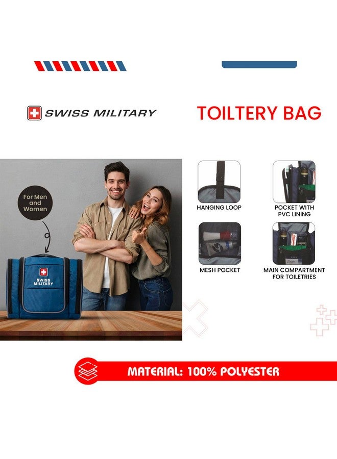 Swiss Military Unisex Nylon 5L Water-Resistant Toiletry Bag for Travel with Multiple Compartments, Quick Access Pocket, Durable Zippers, Organizer for Toiletries, Makeup and Essentials-Blue - Image 2
