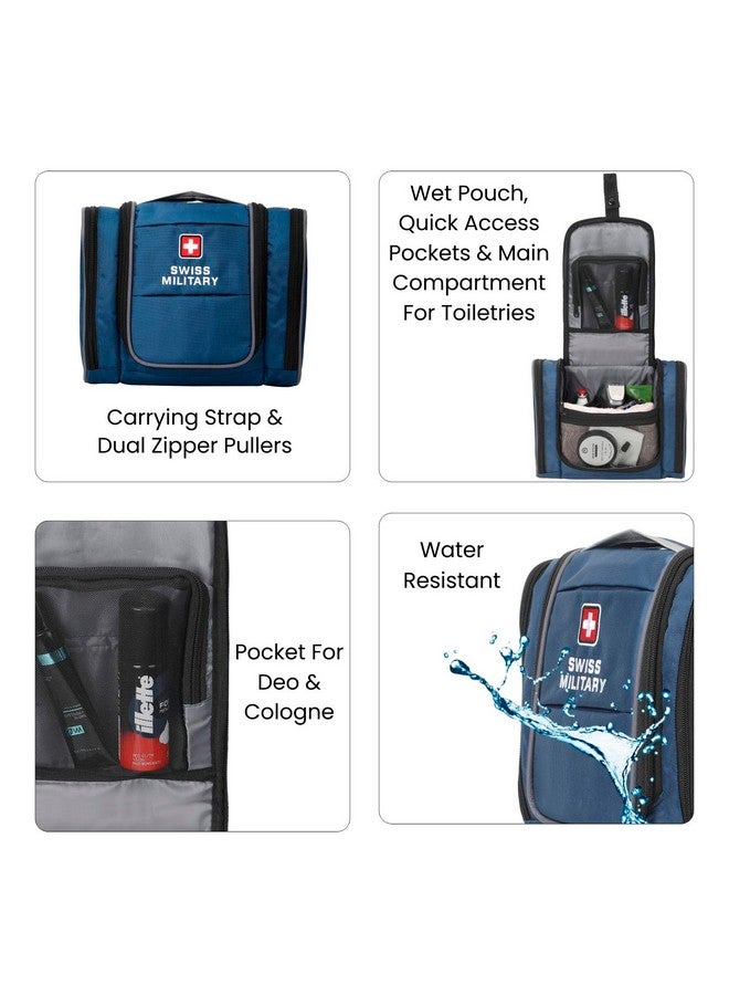 Swiss Military Unisex Nylon 5L Water-Resistant Toiletry Bag for Travel with Multiple Compartments, Quick Access Pocket, Durable Zippers, Organizer for Toiletries, Makeup and Essentials-Blue - Image 3