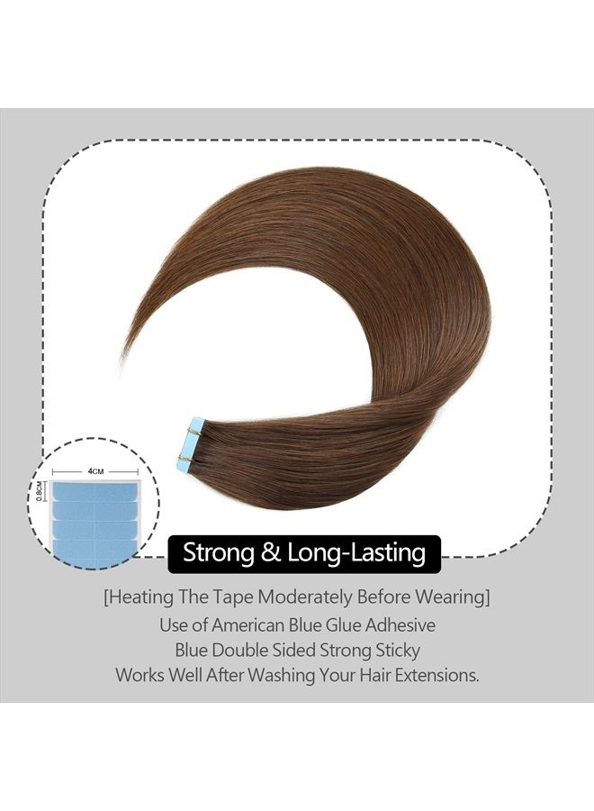 Sunya Tape in Hair Extensions Human Hair 20 inches Silky Straight Remy Human Hair Seamless Skin Weft Tape in Extensions 20 inches #4 Chocolate Brown 50 Gram 20Pcs/Pack Thick Hair - Image 3