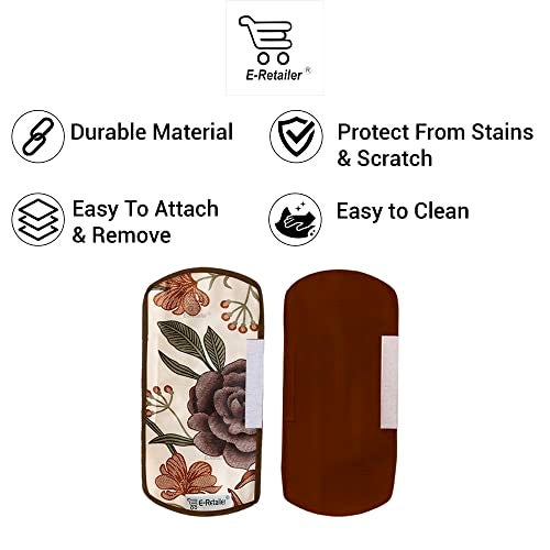 E-Retailer® Polyester 3-Layered Fridge Handle Cover Set of 2Pcs. For Refrigerator and Microwave oven (Color -Brown Floral, Size -12x6 Inches) - Image 4