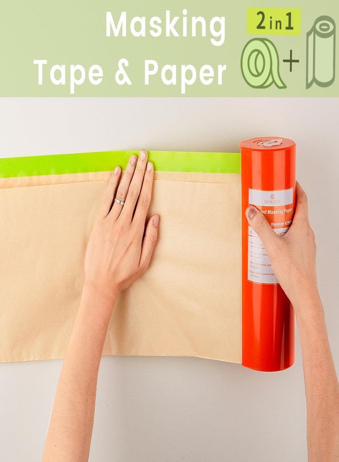 Tangibay Pre-Taped Masking Paper with Dispenser - 12" x 66' Painters Paper and Tape for Painting House, Auto Body, Cars - Image 3