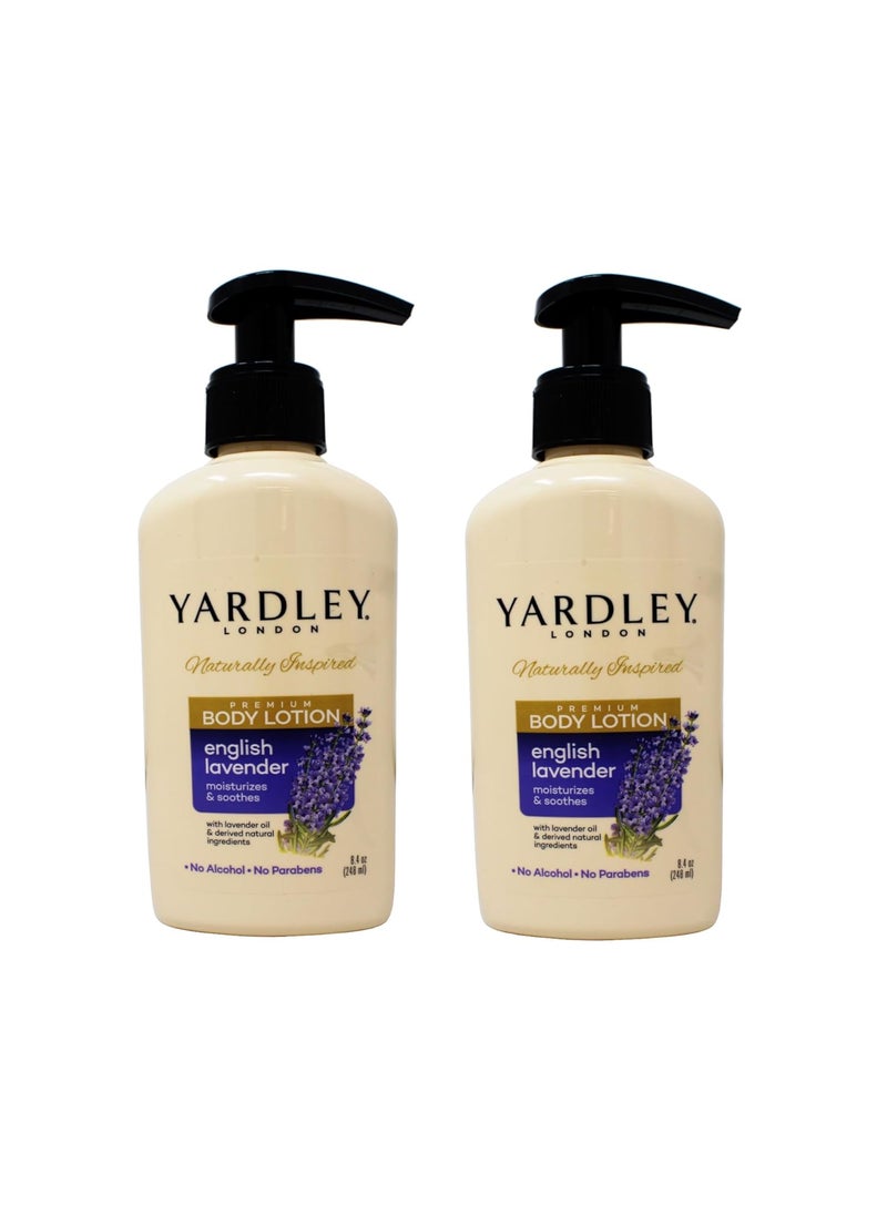 Yardley Yardley London Naturally Inspired Premium Body Lotion English Lavender Moisturizes and Soothes with Lavender Oil  Derived Natural Ingredients No Alcohol No Parabens 84 oz Pack of 2 