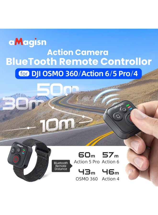 aMagisn 50M Bluetooth Remote Control Camera Shutter, Wireless Remote Controller for DJI OSMO 360, Action 6 / 5 Pro / 4, Action Camera Vlog Shooting Accessory - Image 1
