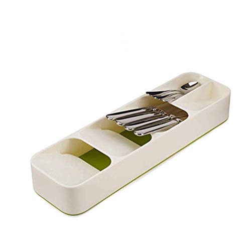 Styxon Expandable 3-in-1 Utility Cabinet Drawer Dividers Organizer Tray Holder for Kitchen Cutlery, Bathroom Accessories, Office Supplies and Cosmetics(Green and White). - Image 2