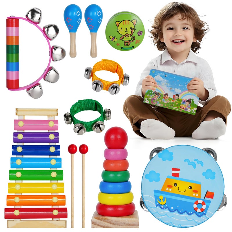 Childom Kids Musical Instruments for Toddlers,Baby Musical Toys for Toddlers,Preschool Educational Kids Gifts,Christmas Birthday Gifts for Boys Girls,Xylophone,Maracas,Wooden Instruments Toddler Toys - Image 1