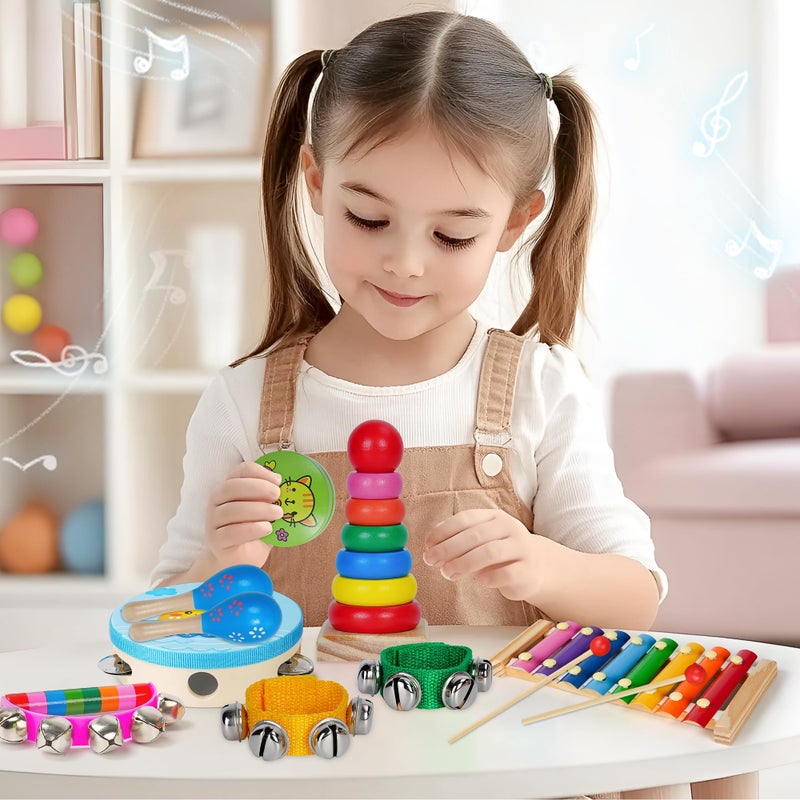 Childom Kids Musical Instruments for Toddlers,Baby Musical Toys for Toddlers,Preschool Educational Kids Gifts,Christmas Birthday Gifts for Boys Girls,Xylophone,Maracas,Wooden Instruments Toddler Toys - Image 5