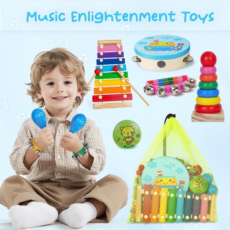 Childom Kids Musical Instruments for Toddlers,Baby Musical Toys for Toddlers,Preschool Educational Kids Gifts,Christmas Birthday Gifts for Boys Girls,Xylophone,Maracas,Wooden Instruments Toddler Toys - Image 4