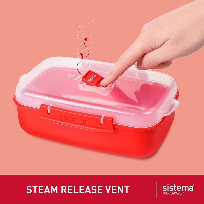 Sistema Microwave Food Storage Containers with Steam Release Vent, Dishwasher Safe Red - Image 2