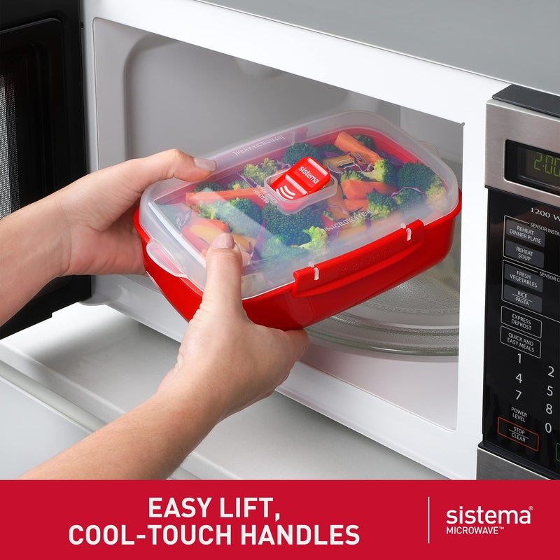 Sistema Microwave Food Storage Containers with Steam Release Vent, Dishwasher Safe Red - Image 5