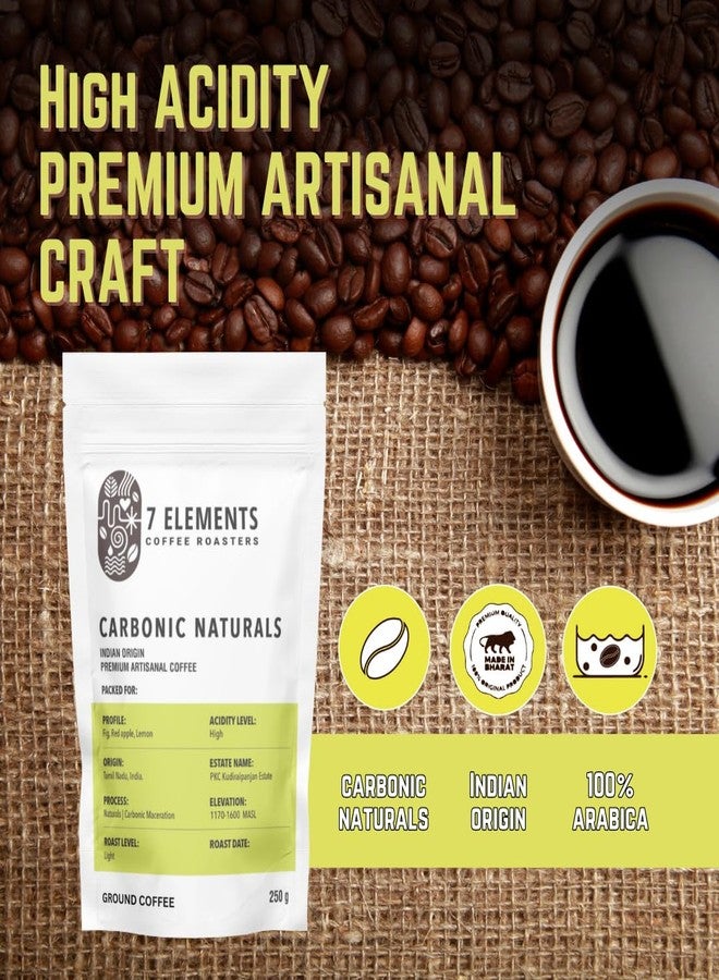 7 Elements Coffee Roasters Carbonic Naturals Ground Coffee - 250 g (Pack of 1) | Light Roast (Espresso, Moka Pot Grind) | 100% Arabica Freshly Roasted Coffee Grounds | Rich Flavorful Coffee - Image 2
