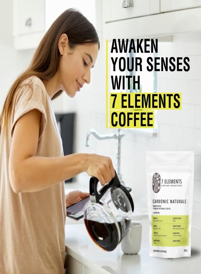 7 Elements Coffee Roasters Carbonic Naturals Ground Coffee - 250 g (Pack of 1) | Light Roast (Espresso, Moka Pot Grind) | 100% Arabica Freshly Roasted Coffee Grounds | Rich Flavorful Coffee - Image 4