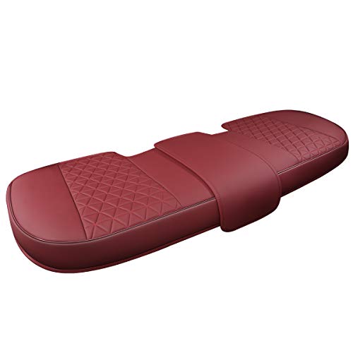 Black Panther Luxury PU Leather Rear Car Seat Cover Adjustable Length (49-55'') Back Seat Protector Fits 90% Vehicles (Sedan SUV Truck), for Seat Bottom Only,Triangle Quilting Design,Wine Red - Image 1