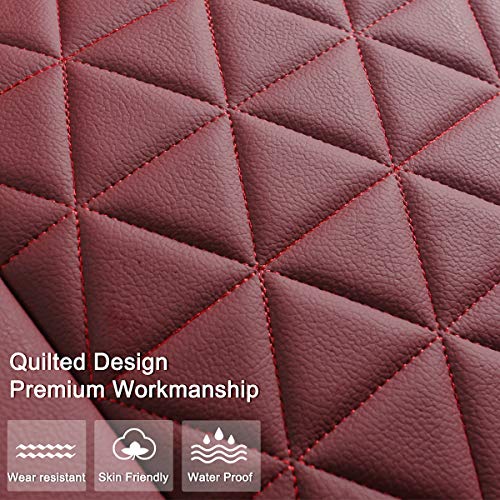Black Panther Luxury PU Leather Rear Car Seat Cover Adjustable Length (49-55'') Back Seat Protector Fits 90% Vehicles (Sedan SUV Truck), for Seat Bottom Only,Triangle Quilting Design,Wine Red - Image 3