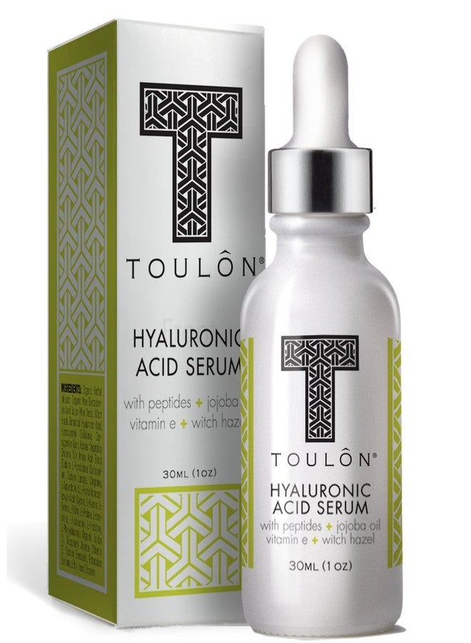 TOULON Organic Hyaluronic Acid Serum for Face with Natural Peptides, Pure Jojoba Oil, Vitamin E & Witch Hazel; Best to Build Collagen & Reduce Wrinkles - Image 1