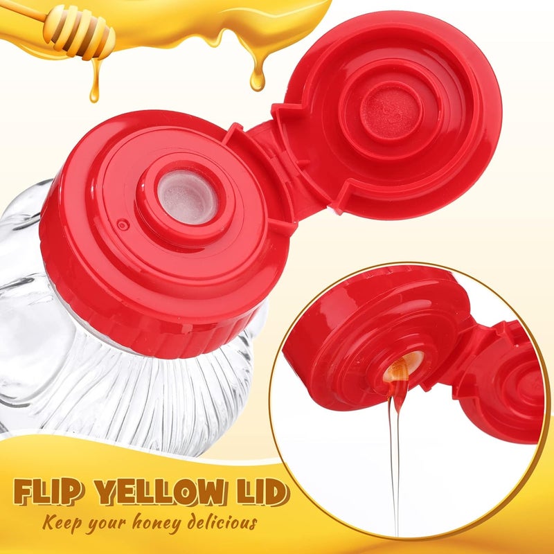 Thenshop 36 Pcs 8 oz Honey Jar Plastic Empty Bear Bottle Dispenser Clear Transparent Honey Containers Bear Cup Squeeze Bottle with Flip Top Lid for Storing Dispensing(Red Lid) - Image 3
