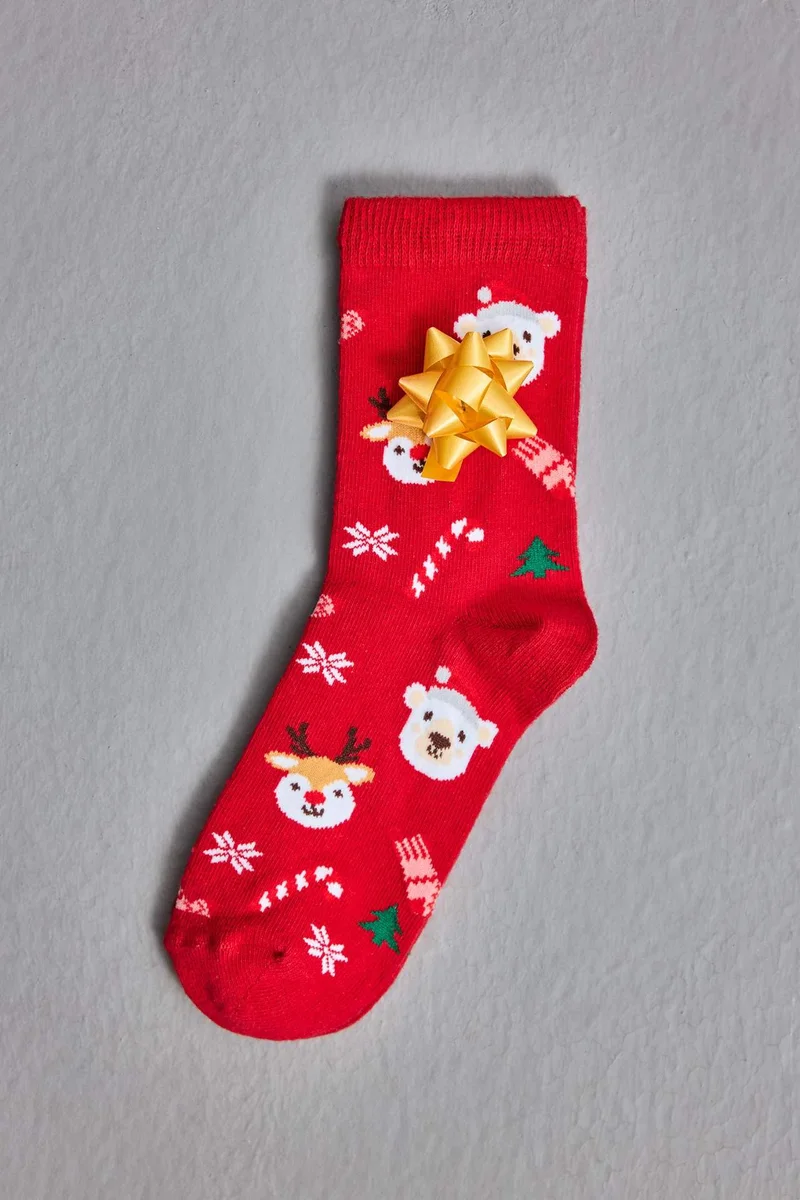 Defacto Boy Christmas Themed 2 Piece Cotton Long Socks