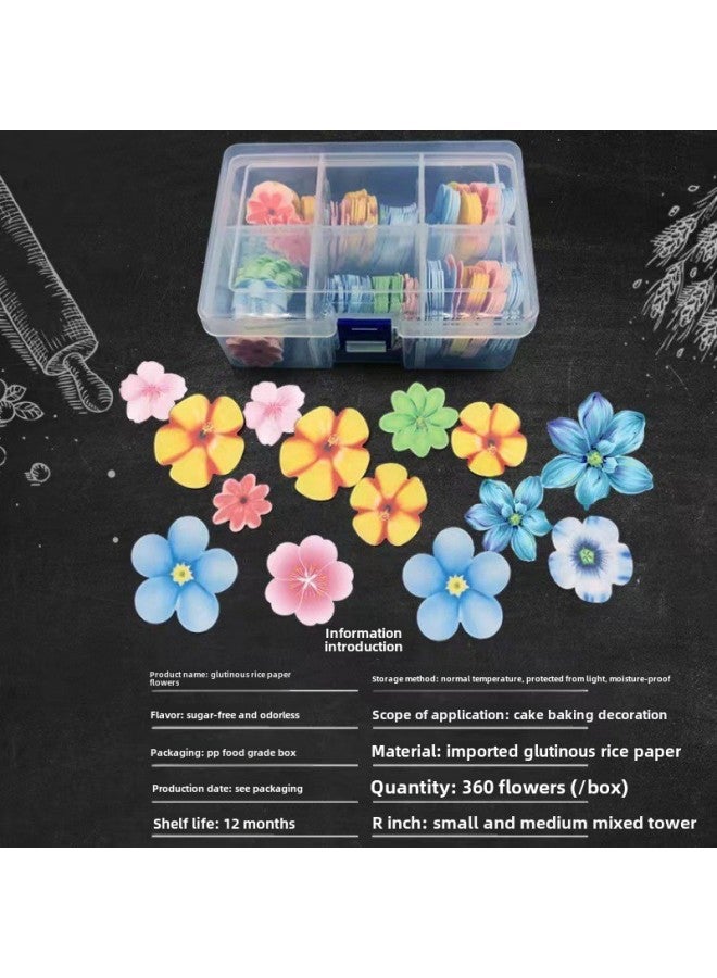Cross-border Hot-selling Edible Glutinous Rice Paper erfly Decorations Cold Dishes Desserts Hotel Restaurant Cake Decorations-Specifications:New Flower 36 Pieces Type A - Image 1