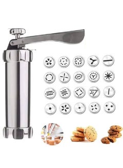 NAFO Cake Cookie Press Kits Stainless Steel Biscuit Press Cookie Gun Set Cake Decor Tools Set Silver  - Image 1