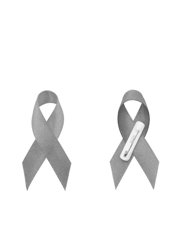PRINTSHOP4ME Awareness Lapel Pins For Raising Funds,Charity And Awareness Campaigns Ribbon Pins (Grey Brain Cancer Awareness Ribbon)  - Image 1