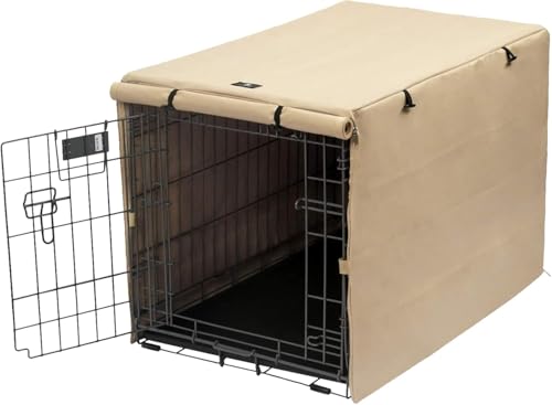 X-ZONE PET XZONE PET Double Door Dog Crate Cover Polyester Pet Kennel Cover Fits 36 inches Wire Crate Tan - Image 1