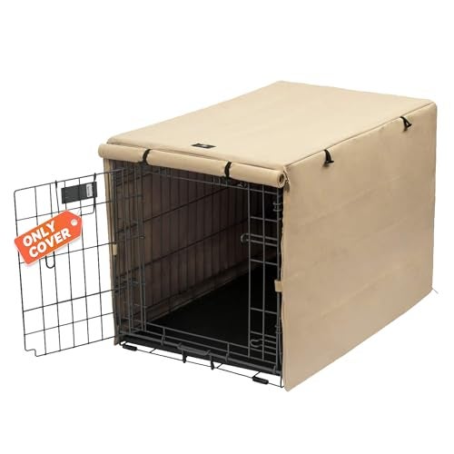 X-ZONE PET XZONE PET Double Door Dog Crate Cover Polyester Pet Kennel Cover Fits 36 inches Wire Crate Tan - Image 3