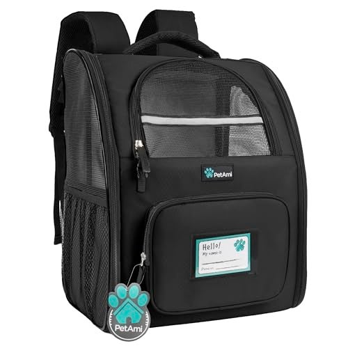 PetAmi Dog Backpack Carrier for Small Large Cat, Pet, Puppy, Ventilated Pet Hiking Backpack Travel Bag, Airline Approved Cat Backpack Carrier, Camping Biking Dog Bag Up to 18lbs Pet, Black - Image 1