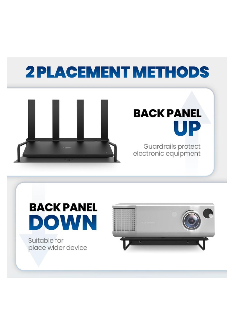 SYOSI أرفف عائمة من سبائك الألومنيوم لجهاز العرض وموجه WiFi ورف حائطي عائم مثبت على الحائط لوحدة تحكم الألعاب وصندوق كابل مكبر الصوت سهل التخزين والاستقرار وتبديد الحرارة - Image 5