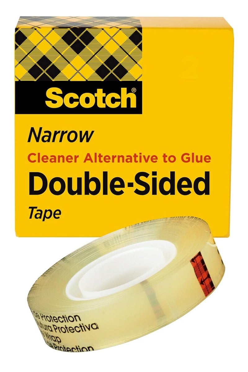 Scotch Double Sided Tape, 1/2 x 905 in (12mm x 23m), Clear, Strong Adhesive - Image 1