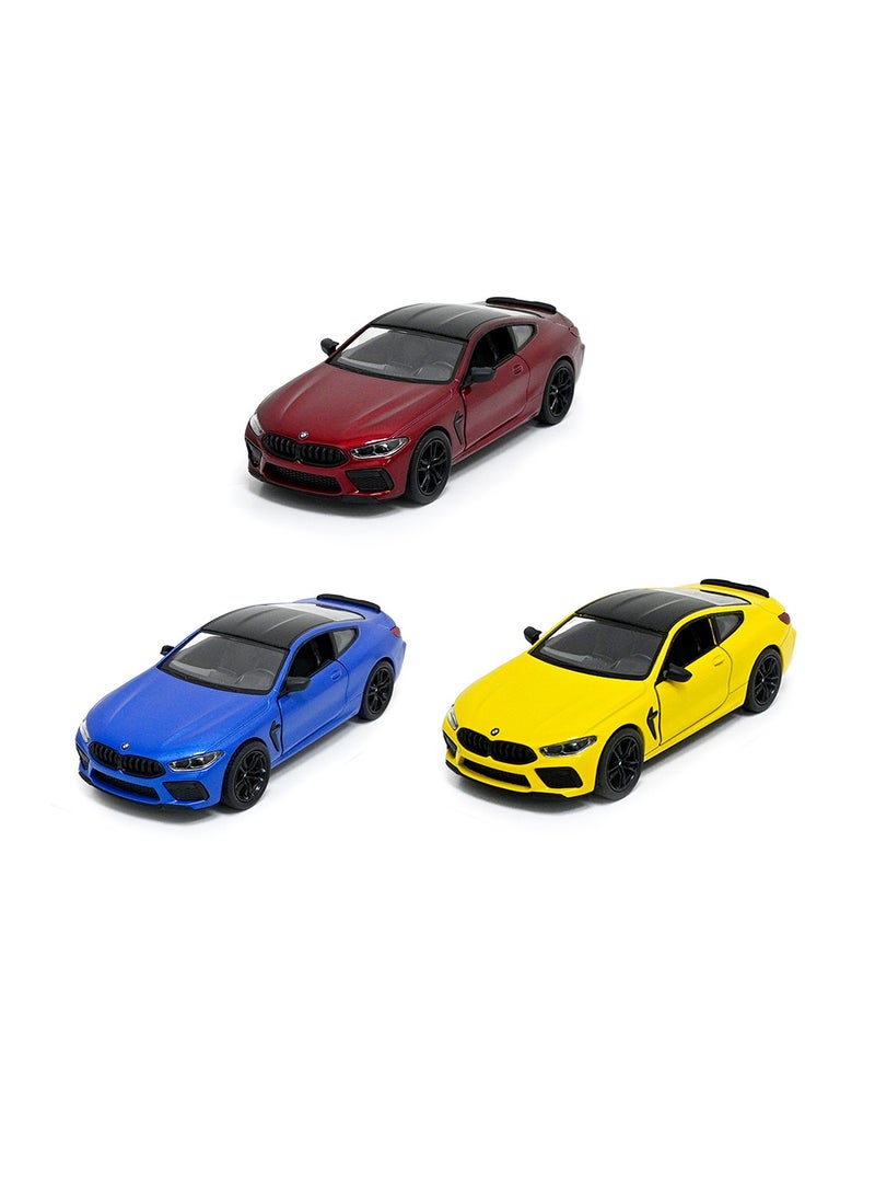 Kinsmart Pack of 3 Pcs BMW M8 Competition Coupe 1/38 Scale Die Cast Metal Doors Openable Pull Back Action Toy Car  - Image 1